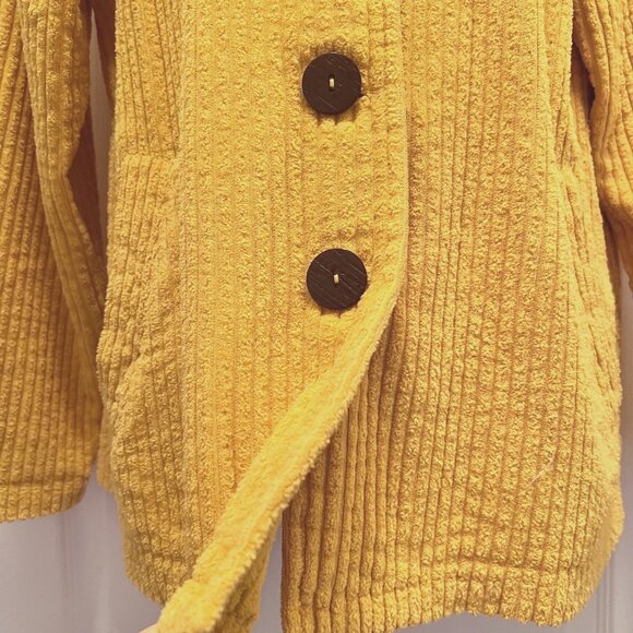 CMC By Color Me Cotton-Women's Yellow Mustard Small Corduroy Button Up Jacket - Picture 9 of 16